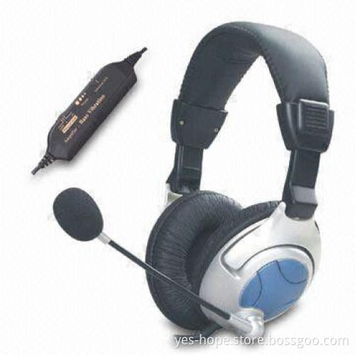 Wired Computer Headset with 2 x 40mm Mylar Speaker and 110dB/-58dB Sensitivity